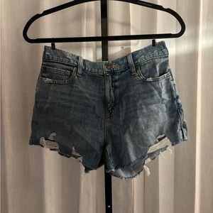 Aerie Blue Distressed Jean Shorts